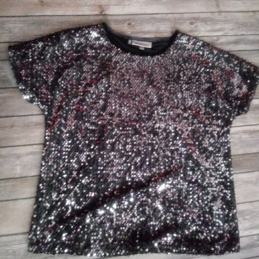 Navy Blue Jennifer Lopez Sequin Top